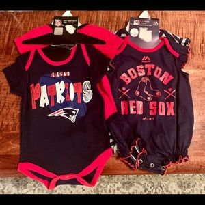 Boston Red Sox and New England Patriots onesies